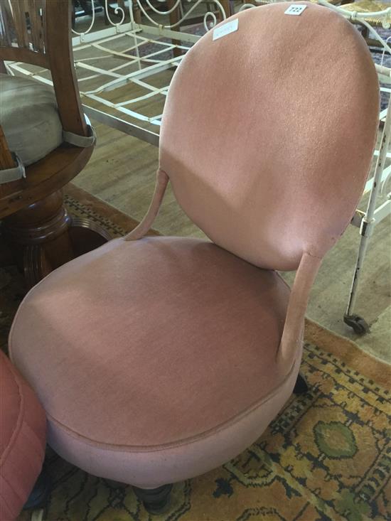 Small Victorian upholstered chair (pink velvet)